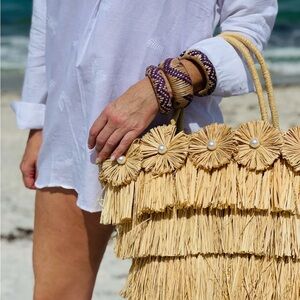 NWT BTB Tan Straw Tote Bag